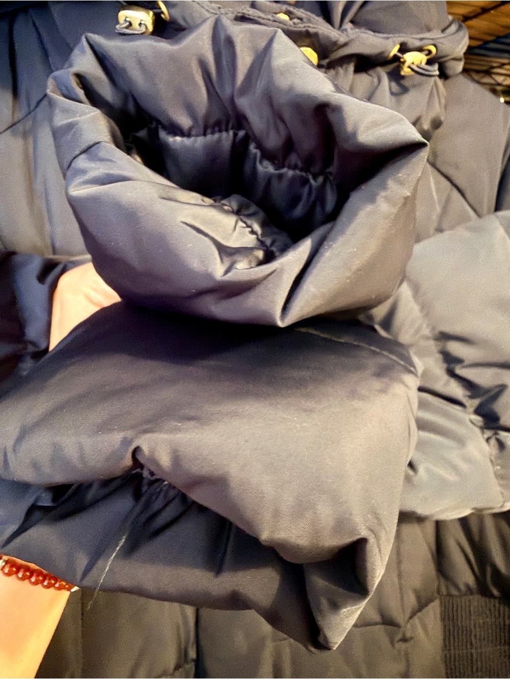Cole Haan Slate Blue Quilted Long Puffer Coat with Hood - Picture 5 of 13